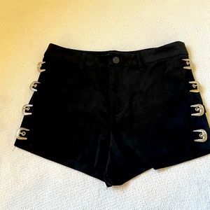 Black Suede Mini Shorts
